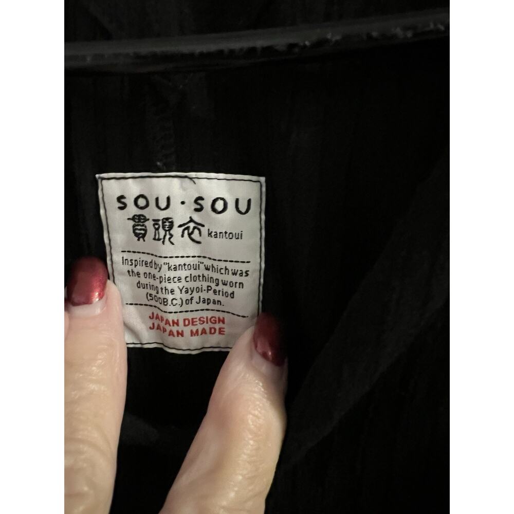 Sou Sou Made In Japan Black Kantoui Kimono Kaftan Midi Dress Sz L/xl - Picture 7 of 11